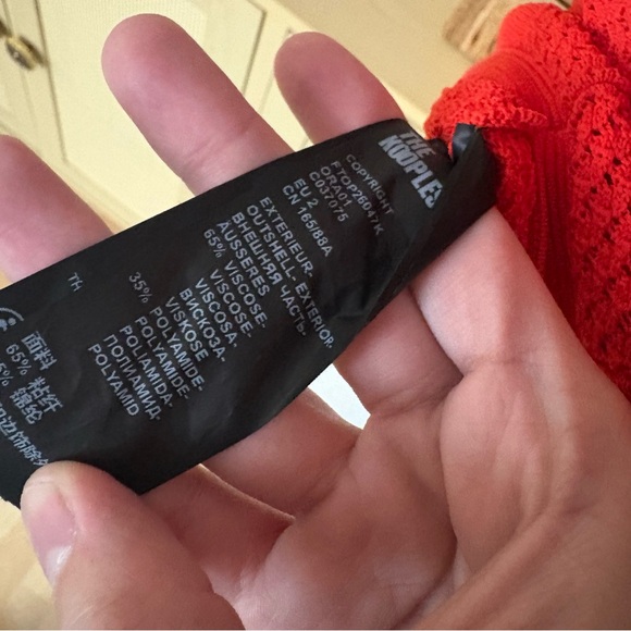 THE KOOPLES Romantic Mixed Knit Crop Top In Orange Size Medium - Picture 5 of 7